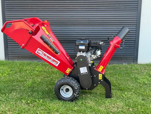 Marz Power GS650 Woodchipper with 4-inch capacity, 6.5hp engine, and self-feeding cutting action